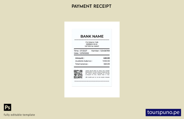 listo para imprimir plantilla de versión de recibo bancario